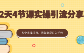 黄岛主:2天4节课实操引流分享会,多个实操项目